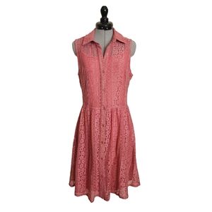 Pink Lace Midi Dress